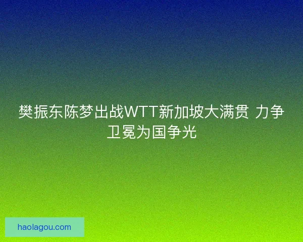 樊振东陈梦出战WTT新加坡大满贯 力争卫冕为国争光